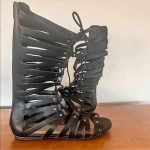 Arizona Ginny Black Strappy Gladiator Tie Sandals